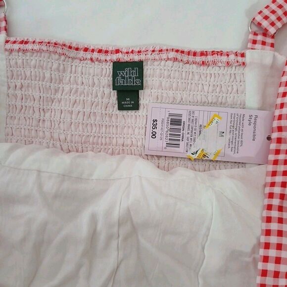 Wild Fable Women's Milkmaid Midi A-Line Dress Red Gingham M NWT Summer Vacation - Picture 6 of 8